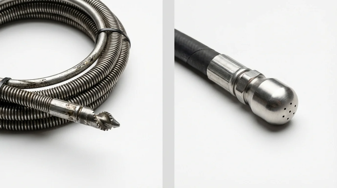 Drain snake cable and hydro jetting nozzle used for drain cleaning in Bristol, VA
